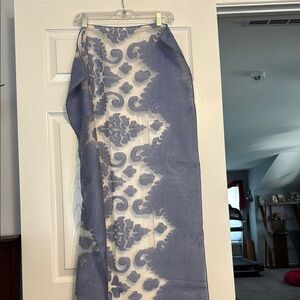 Chic Sheer Blue Patterned Scarf
